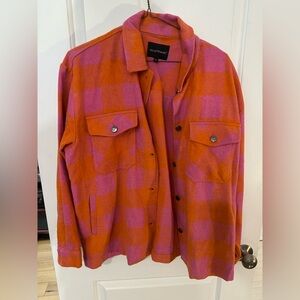 Velvet Heart Pink and Orange Plaid Shacket